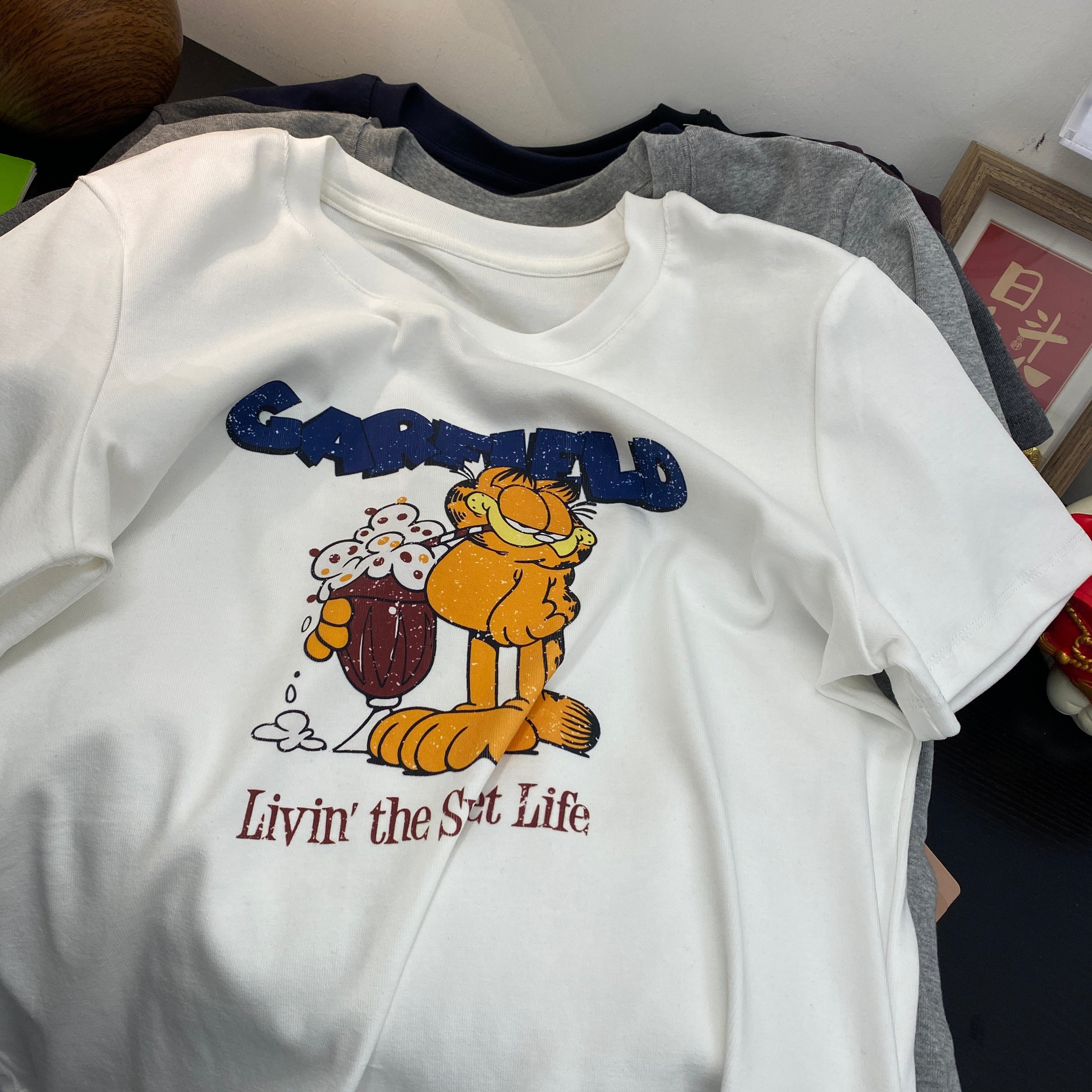 Vintage Cartoon Cat Graphic Cotton T-Shirt | Oversized Front & Back Print Tee