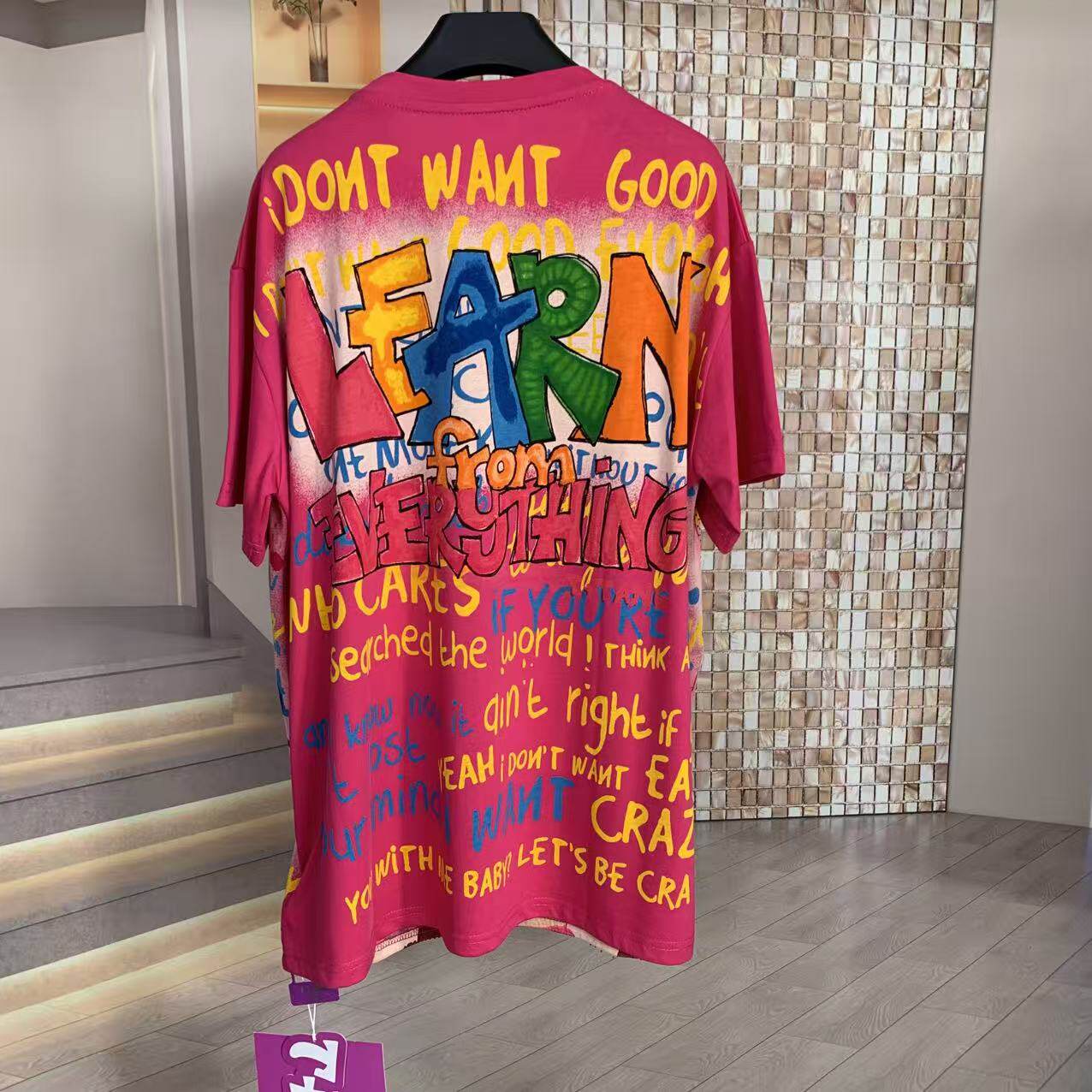 A245 - Betty Boop Rhinestone Embellished Oversized Graphic Tee