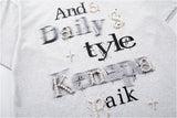A261 - Pearl Graffiti Graphic Tee – Handmade Embellished Oversized Cotton T-Shirt
