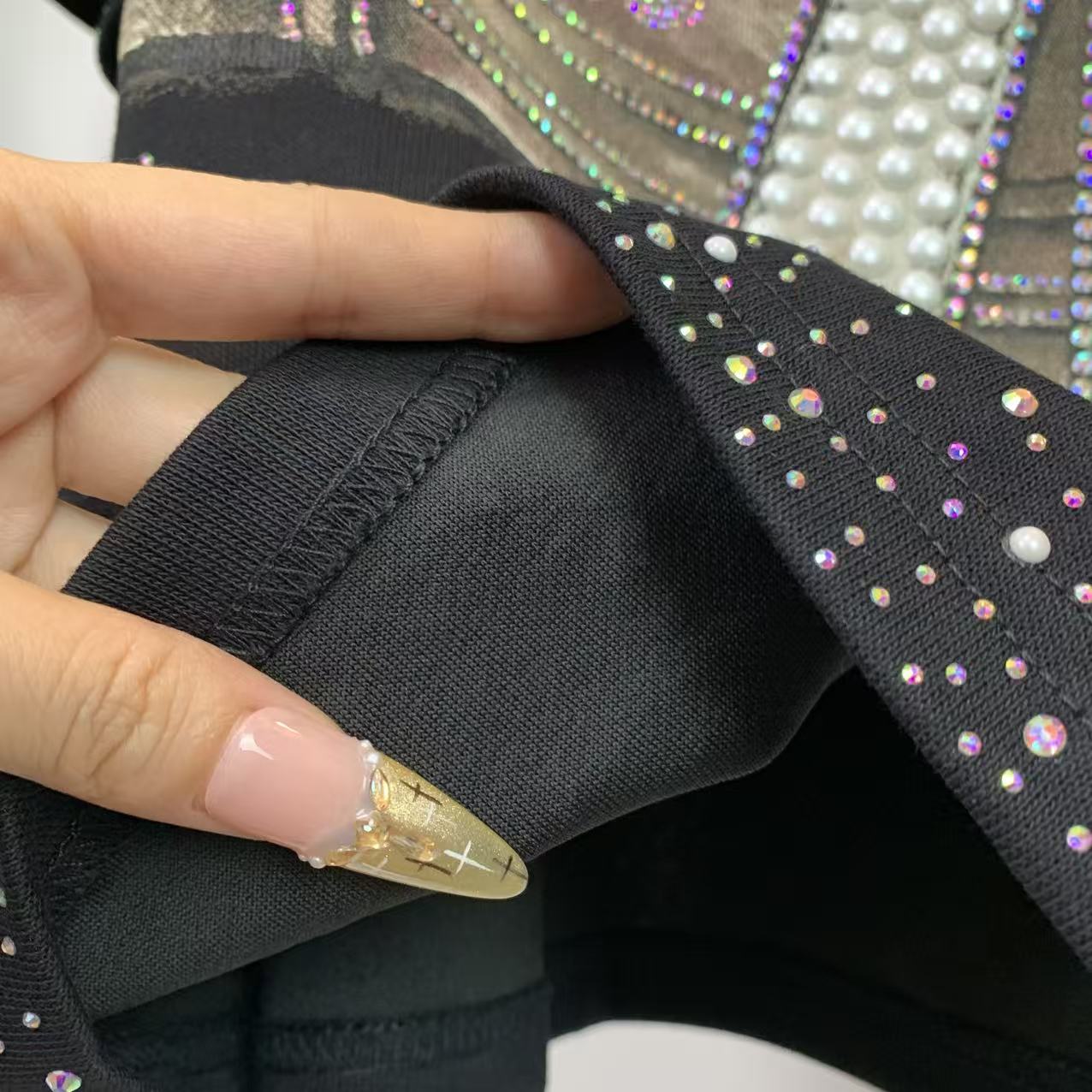 Pearl Bow Cat Rhinestone & Sequin Embellished T-Shirt