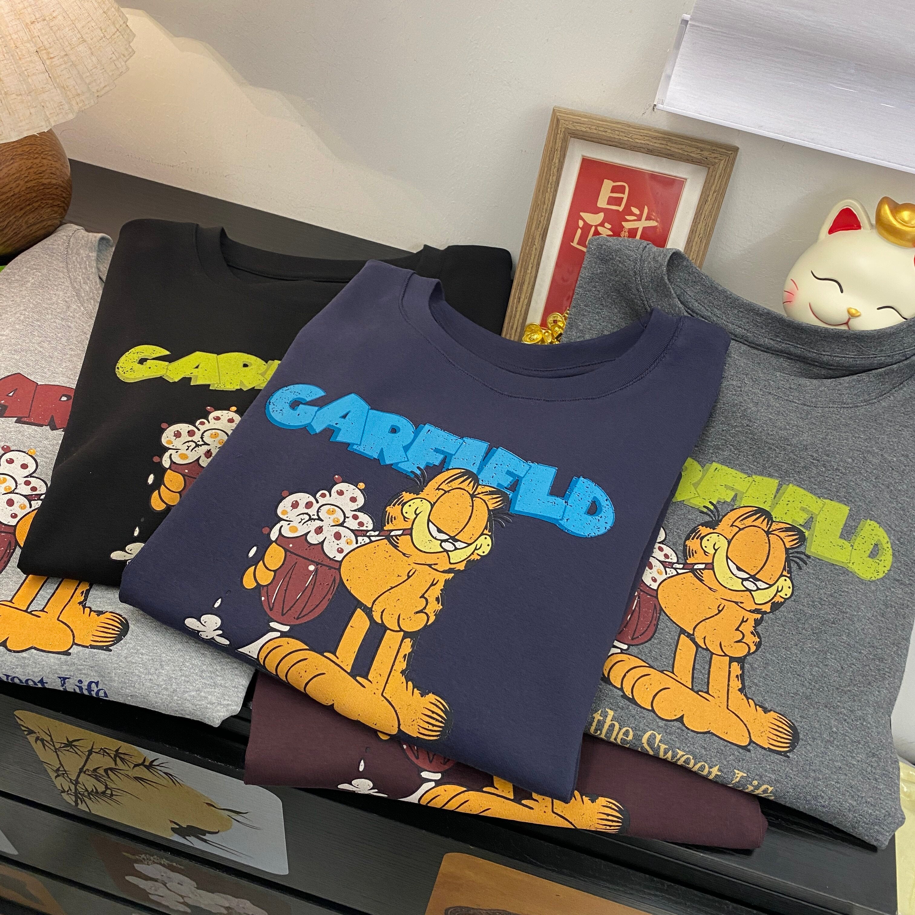 Vintage Cartoon Cat Graphic Cotton T-Shirt | Oversized Front & Back Print Tee