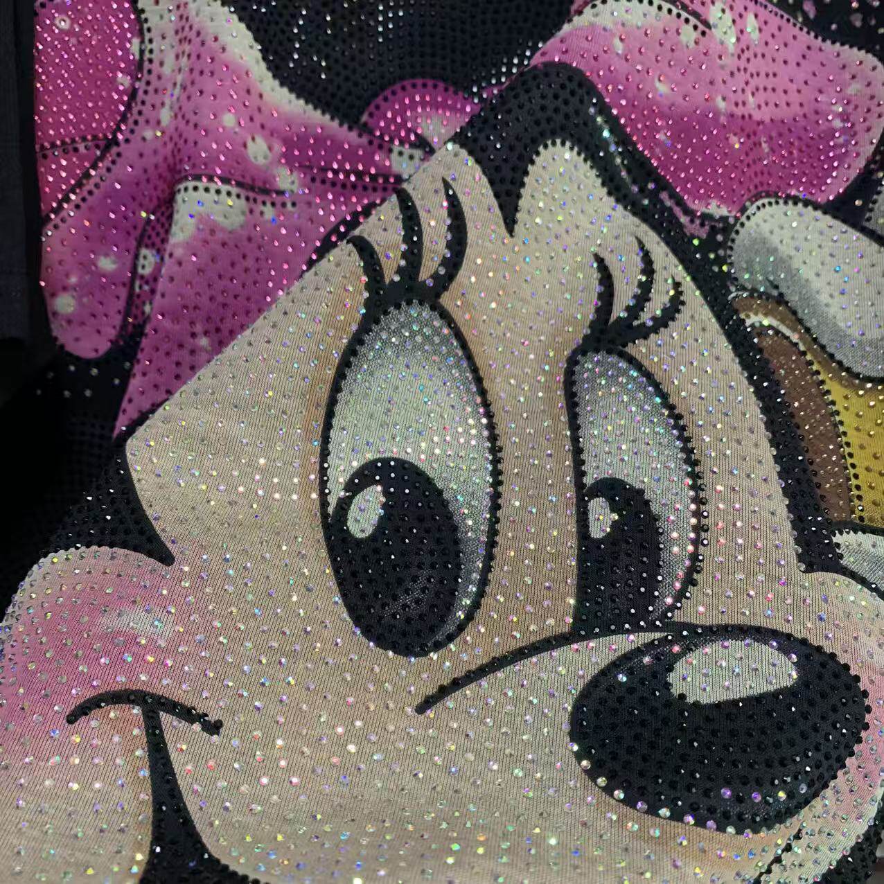 A217 - Minnie Mouse Y2K Multi-Color Rhinestone Tee - 320g Ultra-Heavyweight Cotton - Premium Bling Character Streetwear Boxy T-Shirt