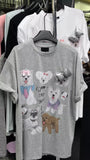 A235 - Playful Puppy Graphic T-Shirt with 3D Plush Bow – Cute Loose Fit Casual Short Sleeve Tee