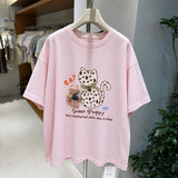 3D Cat Bow Graphic T-Shirt | Cute Handmade Appliqué Oversized Tee