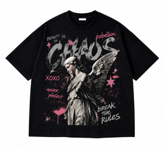 Chaos Angel Front & Back Graphic T-Shirt – 230G Heavyweight Cotton Oversized Grunge Tee