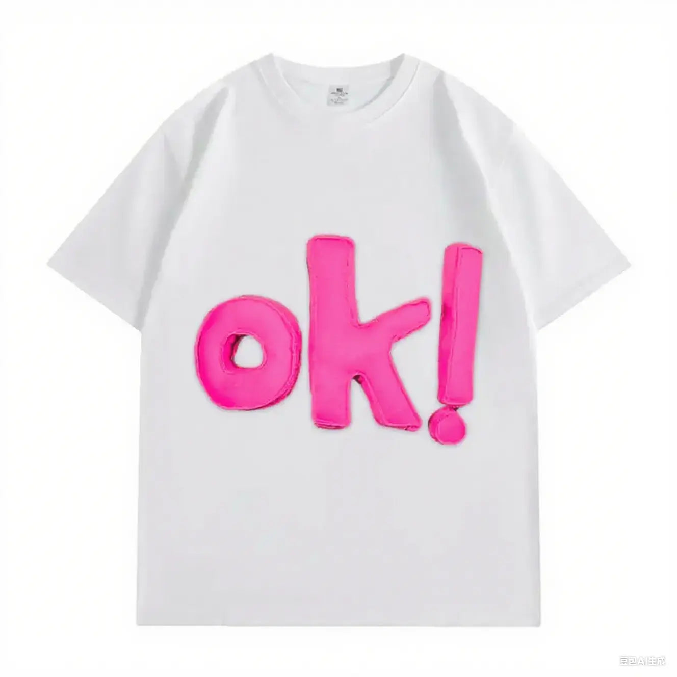 OK! Letter 3D - Decorated White T-shirts 💗 Unlock Casual Trendy Vibe-Pink