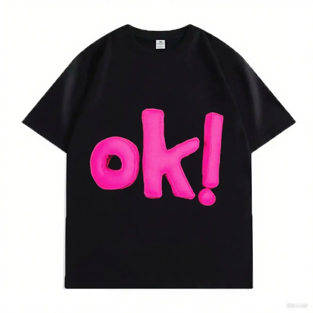 OK! Letter 3D - Decorated White T-shirts 💗 Unlock Casual Trendy Vibe-Pink