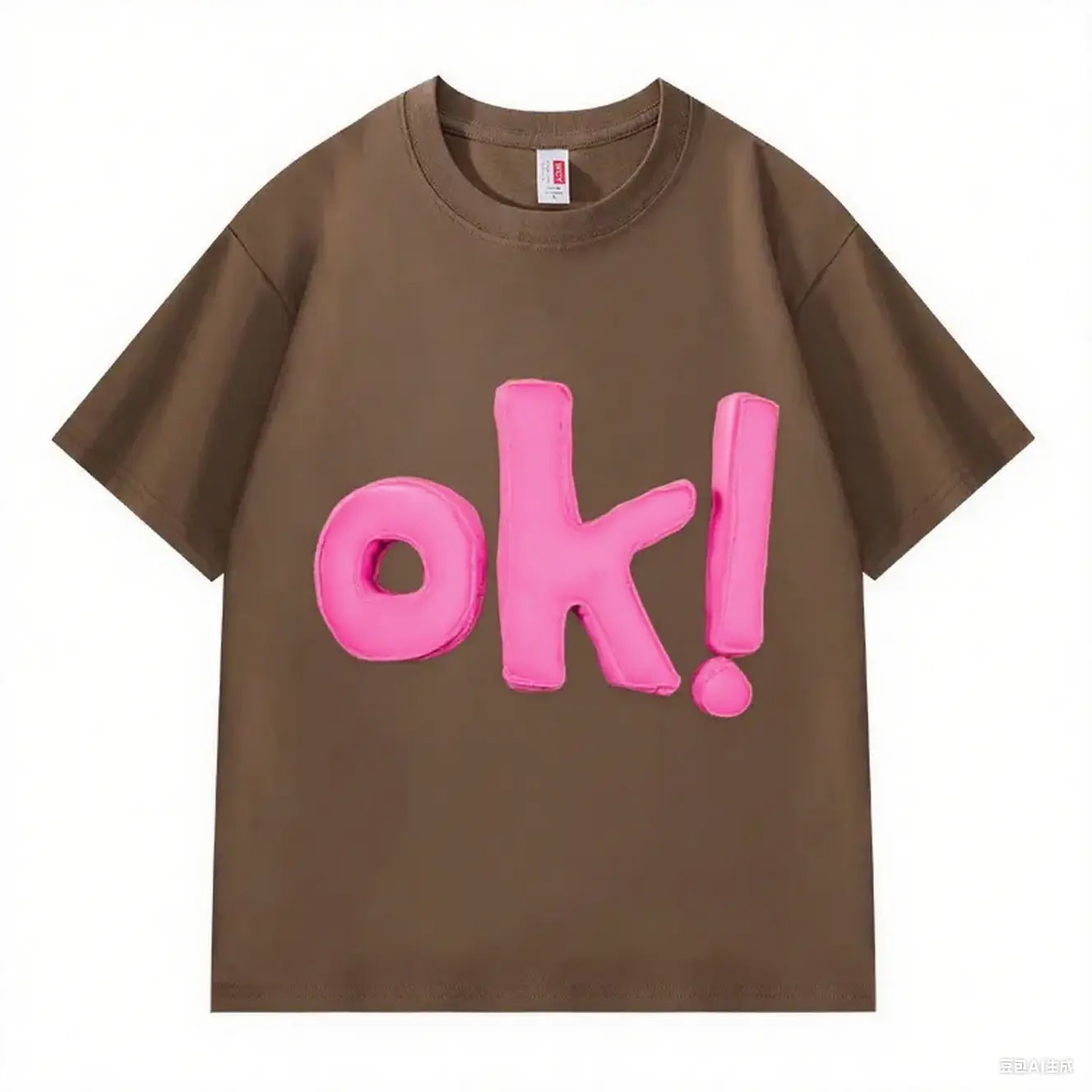 OK! Letter 3D - Decorated White T-shirts 💗 Unlock Casual Trendy Vibe-Pink