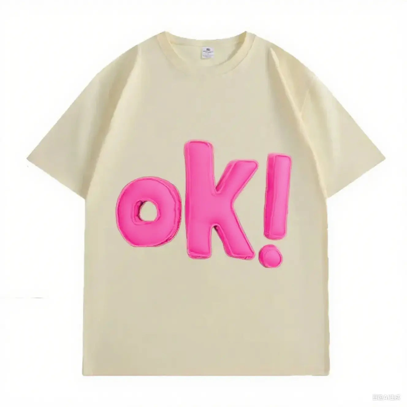 OK! Letter 3D - Decorated White T-shirts 💗 Unlock Casual Trendy Vibe-Pink