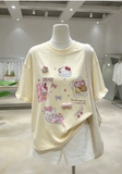 A254 - Kawaii Hello Kitty Graphic Tee | 220G Cotton Oversized Y2K Cute Cartoon T-Shirt Women Streetwear