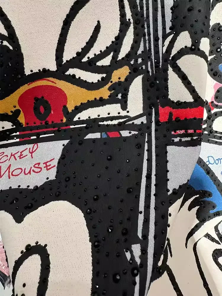 A112 - Premium Texture: Streetwear Aesthetic with Full Rhinestone Craft | Mickey & Friends Vintage Quad-Panel Oversized Tee