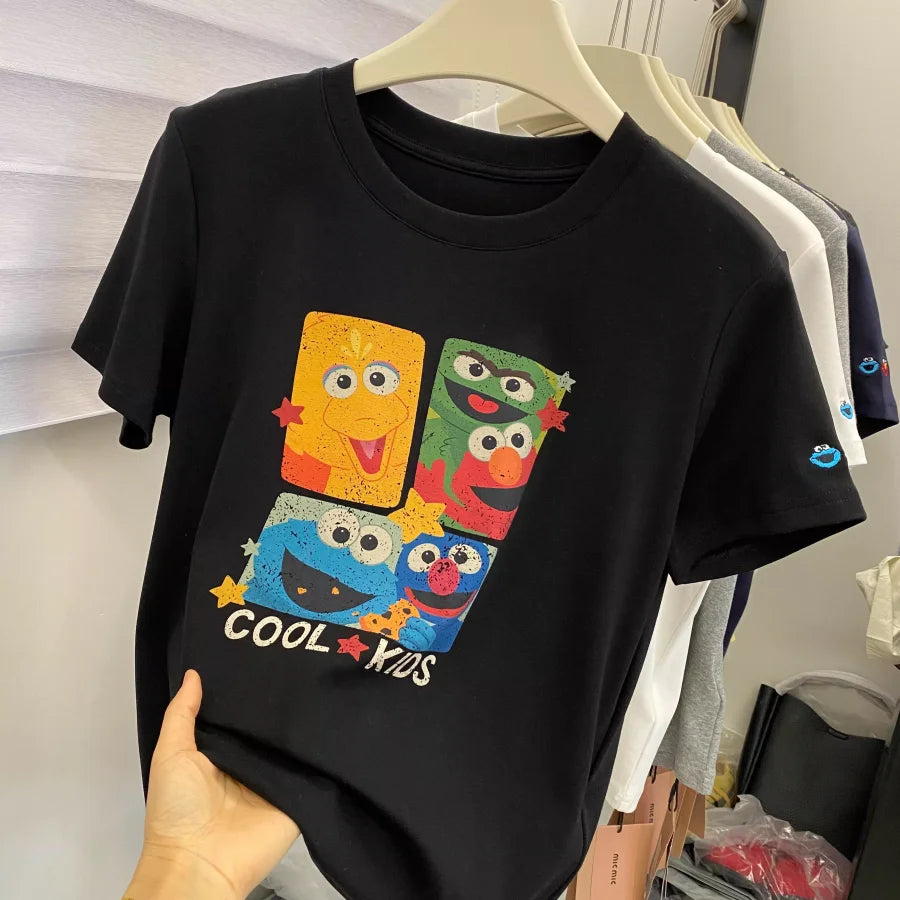 A154 - Elmo Graphic Tee - Retro 90s Pop Art Cartoon T-Shirt - 220g Premium Heavyweight Cotton