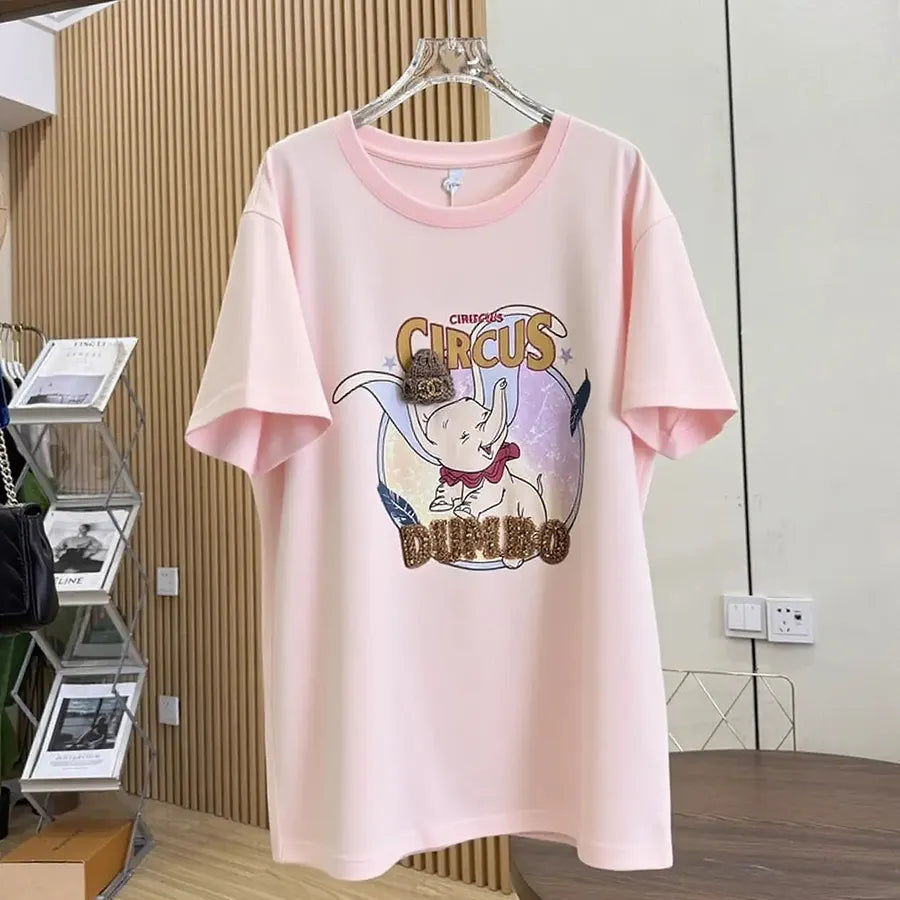 VINESU Cuteness Boosted! Dumbo T-Shirt with Knitted Hat & Rhinestones