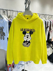 VINESU Rhinestone Mickey Hoodie - 3D Bling Design, Sweet-Cool Street Style