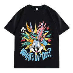 VINESU Bugs Bunny Series-What's up doc Printed Heavyweight T-shirts