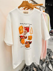 Vinesu A72 - Hand-Painted 3D Felt Decor T-Shirt | 220g Cotton Loose Casual Top