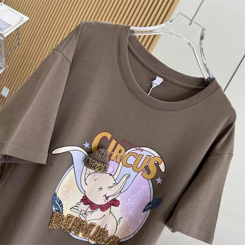 VINESU Cuteness Boosted! Dumbo T-Shirt with Knitted Hat & Rhinestones