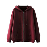 VINESU 100% Cotton Solid Color Zip-Up Hoodie