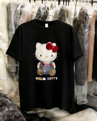 VINESU A54 - Cute Bow-Knot Cat Loose Fit T-Shirt
