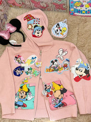 Vinesu A68 - Trendy & Cute Mickey & Minnie Knitted Hooded Cardigan - Warm Knit Sweater for Spring, Autumn, Winter