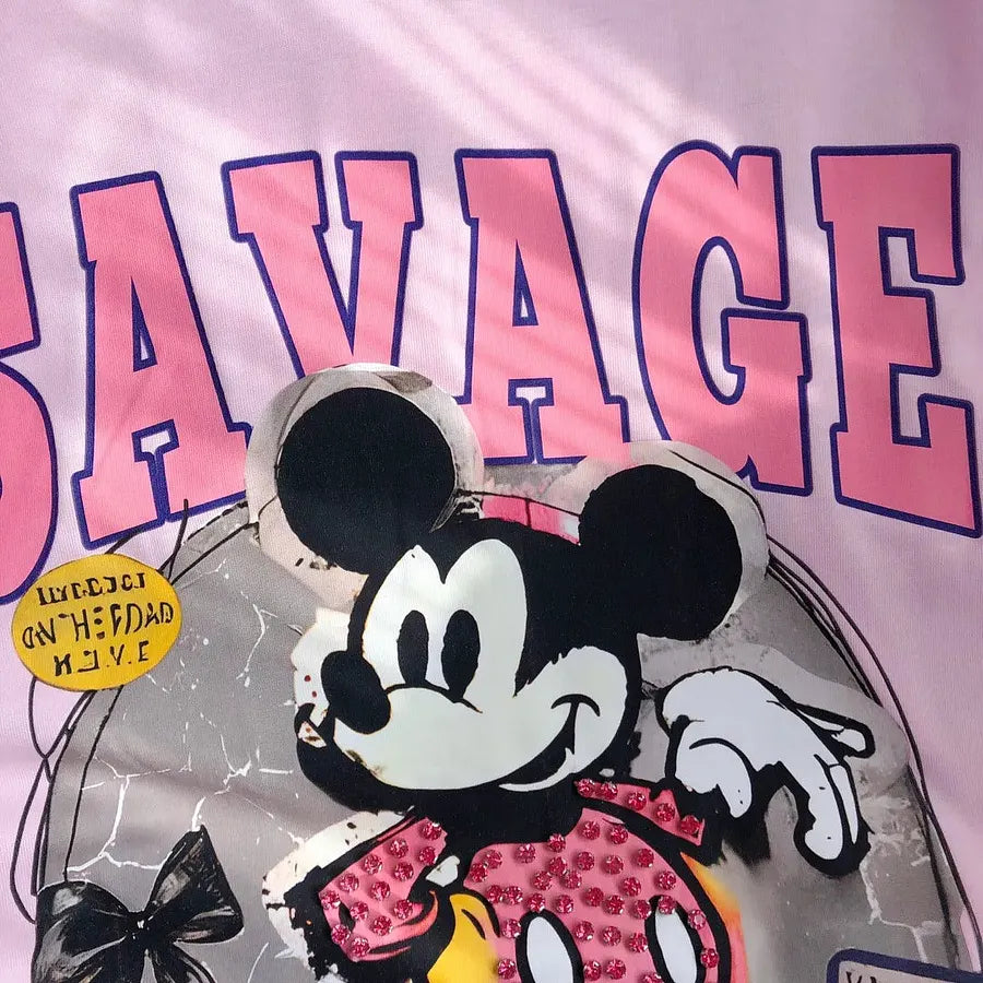 VINESU MKT08 - Oversize Graphic T-Shirt for Women - Retro Savage Print Unisex Cotton Tee