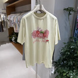 A134 - Heavywork Cherry Tee: 220g Organic Cotton | 3D Hand-Stitched Crystal Beads | Summer 2026 Edition