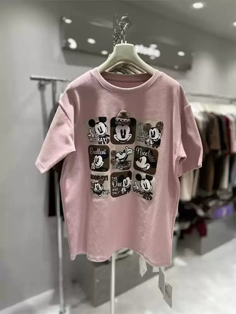VINESU Nine-grid Heavy Three-dimensional Pattern T-shirt