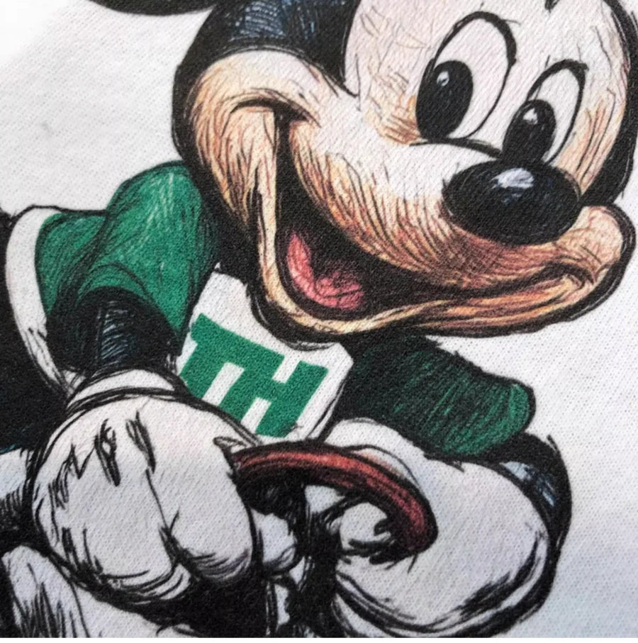A142 - Vintage Sketch Mickey Mouse Go-Kart Graphic T-Shirt - Premium Heavyweight 100% Cotton (220g) - Retro Racing Style Tee