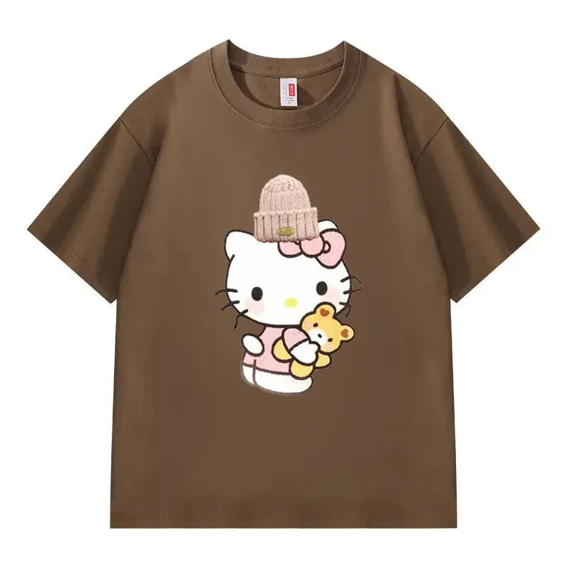 VINESU Heart - Melting! Hello Kitty T - shirt with Knitted Hat and Teddy Bear