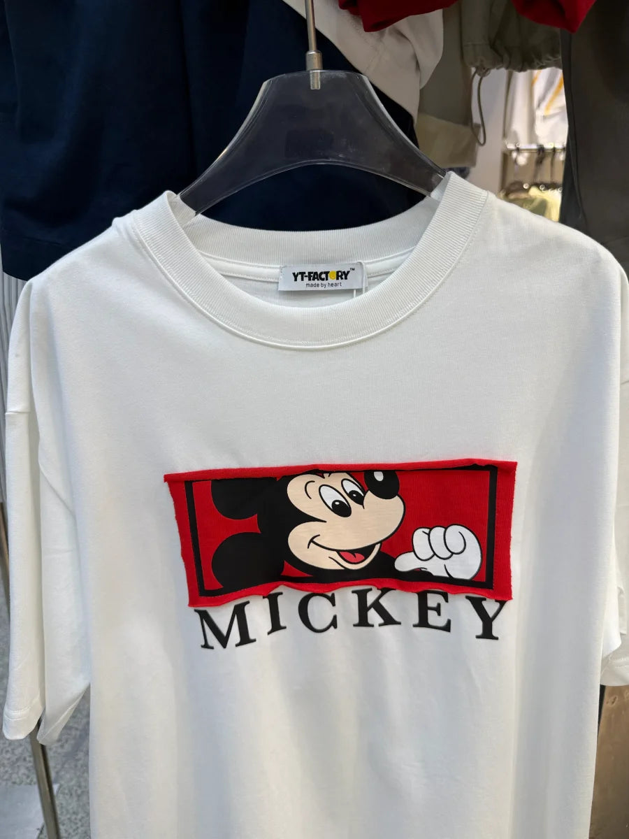 A111 - 220GSM Heavyweight Pure Cotton | Mickey Series Double-Sided Multi-Texture Patch Tee