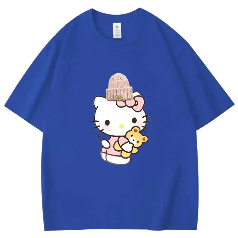 VINESU Heart - Melting! Hello Kitty T - shirt with Knitted Hat and Teddy Bear