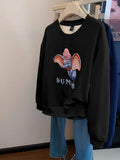 VINESU Dumbo Sweatshirt - with ears covered in shiny rhinestones and wearing a three - dimensional plush small hat