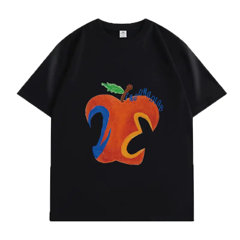 VINESU Apple Art T-shirts : Vintage Abstract Strokes, Colliding with Trendy Daily Looks