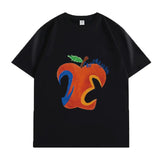 VINESU Apple Art T-shirts : Vintage Abstract Strokes, Colliding with Trendy Daily Looks