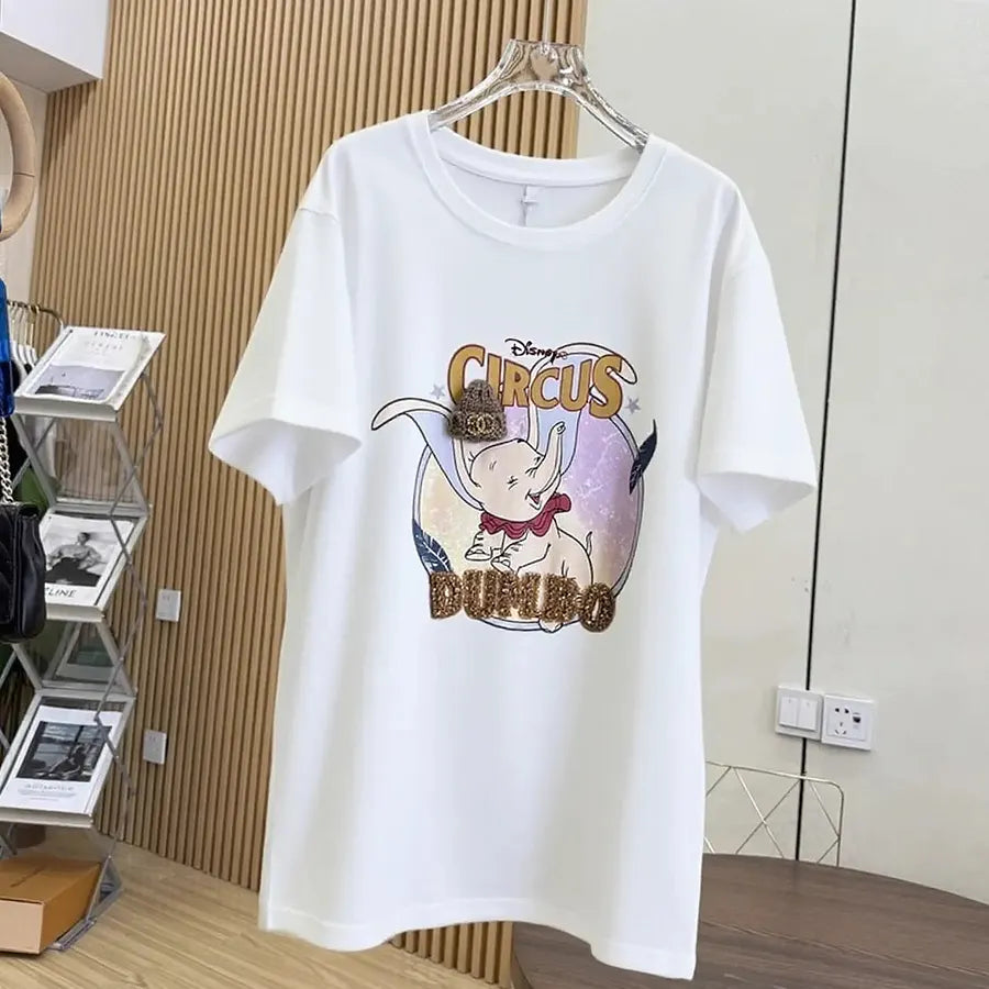 VINESU Cuteness Boosted! Dumbo T-Shirt with Knitted Hat & Rhinestones