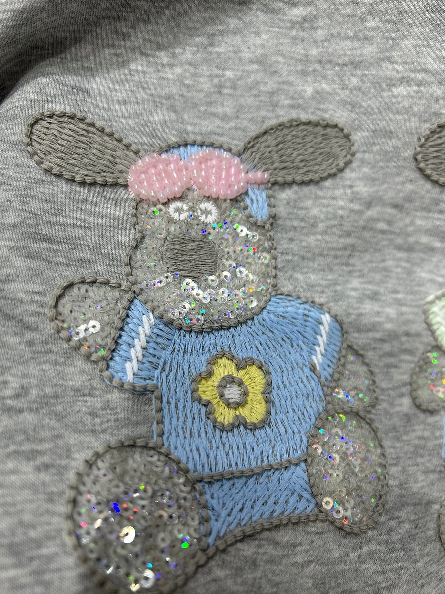 A164 - Luxury Three Bears 3D Embroidery T-Shirt - 320g Ultra-Heavyweight Cotton - Structured Boxy Fit Streetwear Top