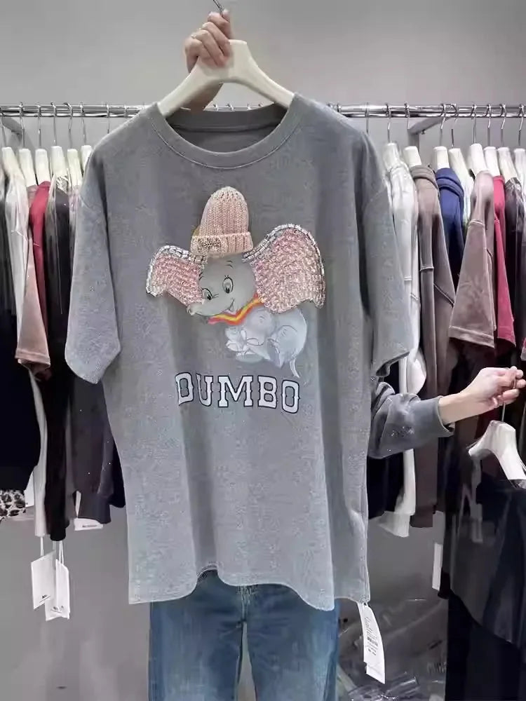 VINESU Sparkly Little Elephant Takes the Stage, the Eye - Catching Secret of Cute T - shirt