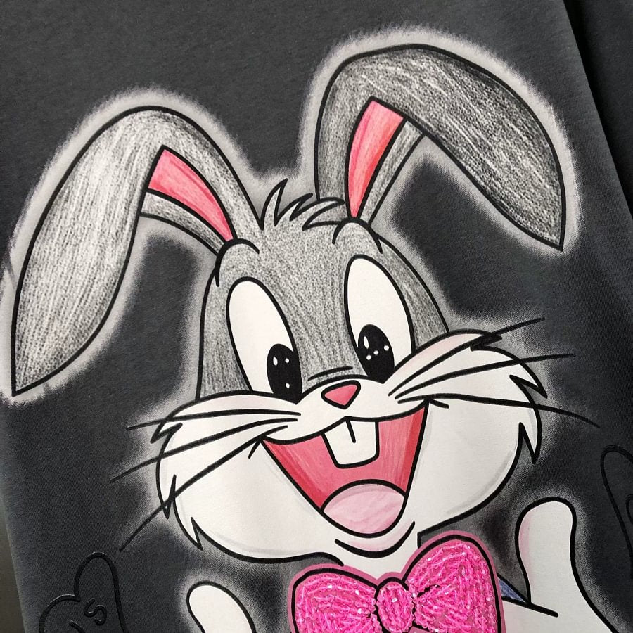 VINESU Bugs Bunny with Beaded - Cute Rabbit Graphic Tee