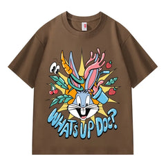VINESU Bugs Bunny Series-What's up doc Printed Heavyweight T-shirts