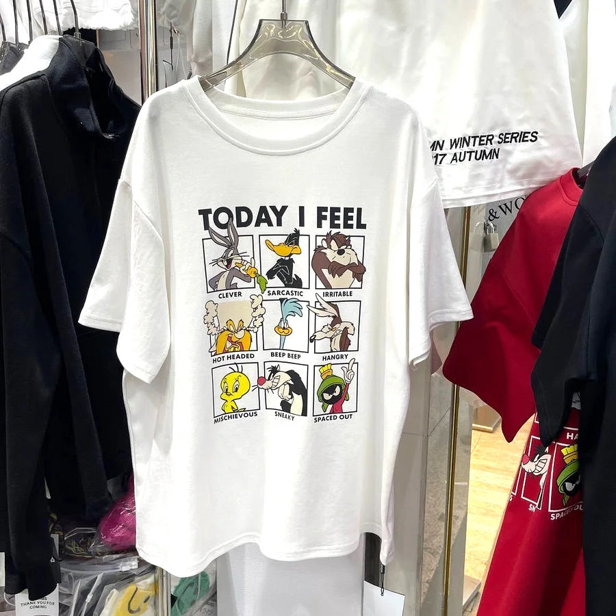 VINESU A23 - Looney Tunes Characters Oversized Graphic Tee