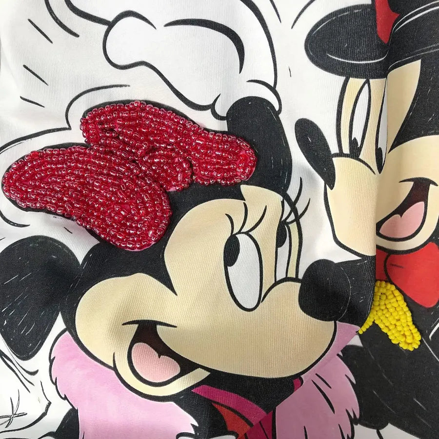 VINESU MKT09 - Vintage Couple Mouse Beaded & Sequin T-Shirt