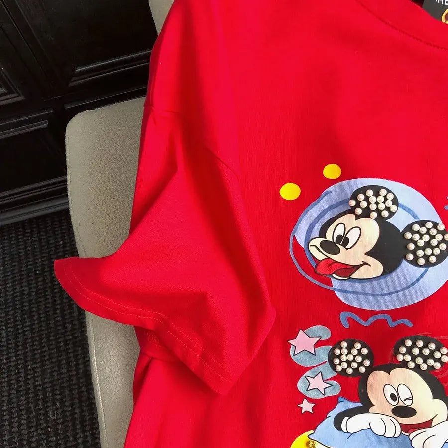 VINESU MKT06 - Y2K Retro Cartoon Gang Double-Sided Embellished Tee
