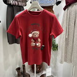 VINESU Christmas Bear Vibe 100% Cotton Crewneck Top