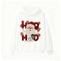 VINESU Cotton Christmas Hoodie | Creative "HO HO" Santa Printed Design
