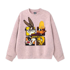 VINESU Looney Tunes 3D Accent Distressed Crewneck Sweatshirt | Playful Casual Top