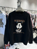 VINESU Rhinestone Retro Cartoon Sweatshirt - 3D Bling Design, Sweet-Cool Street Style