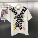 VINESU Minnie & Daisy Duck T-Shirt - Pearl/Rhinestone Details