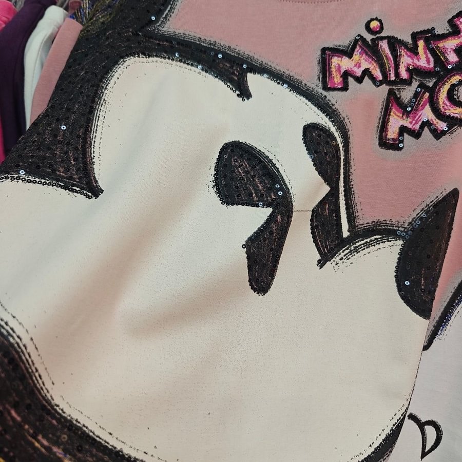 A130 - Minnie Mouse Oversized Graphic T-Shirt - Sequined Streetwear 300g Cotton Tee