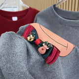 A81 - Christmas Reindeer Bowcore Tee | Hand-Beaded 3D Bow Aesthetic T-Shirt | Festive Coquette Top