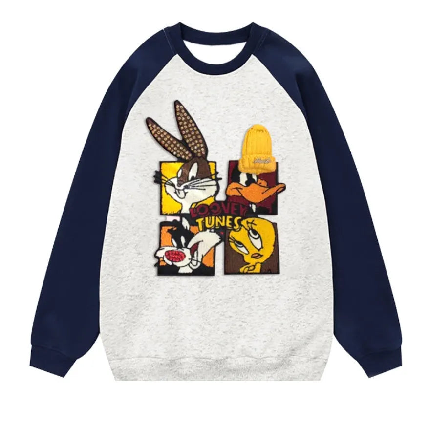 VINESU Looney Tunes - Themed Raglan - Sleeve Sweatshirt: Blend of Style and Cartoon Fun